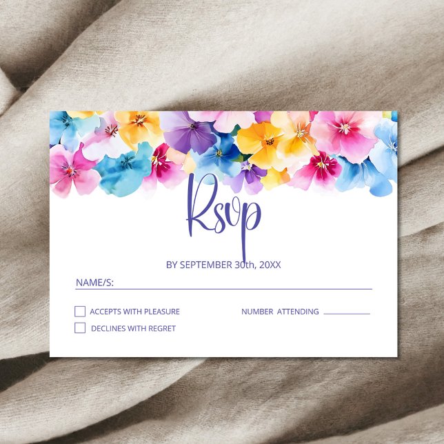 Colourful Floral Wedding RSVP Card (Creator Uploaded)