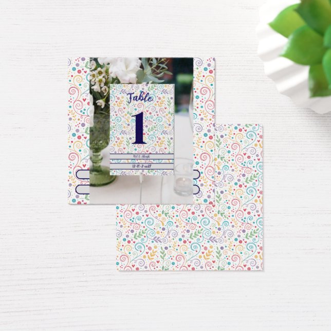 Colourful Floral Wedding Table Number Card  (Desk)