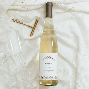 Colourful Floral Wedding Wine Label