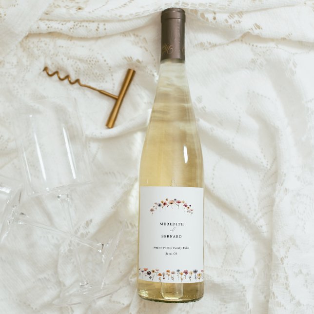 Colourful Floral Wedding Wine Label (Creator Uploaded)
