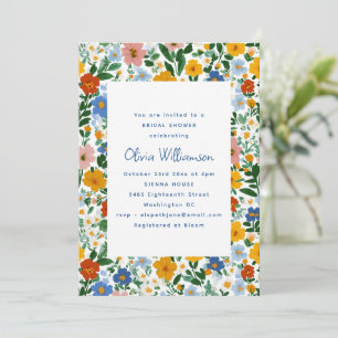 Colourful Floral Wildflower Garden Bridal Shower Invitation