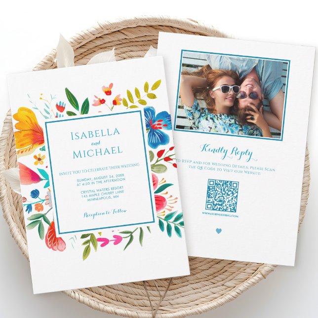 Colourful Floral Wildflower Wedding Invitation (Creator Uploaded)