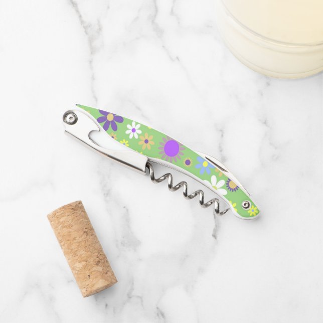 Colourful Floral Wine Bottle Corkscrew (Front)