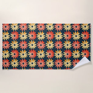 Colourful Floral With Red, Orange Flower Beach Towel