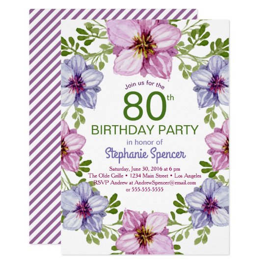 Colourful Floral Wreath Milestone Birthday Party Card