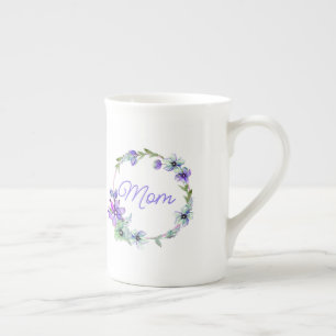 Colourful Floral Wreath Mothers Day Bone China Mug