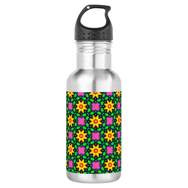 Colourful Floral Yellow Flowers Pattern 532 Ml Water Bottle (Front)