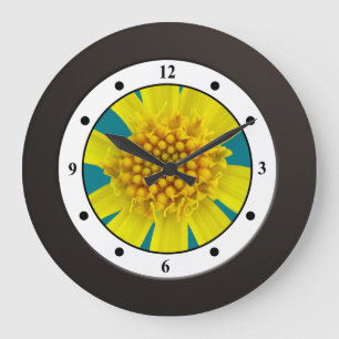 Colourful Floral Yellow Wildflower Modern Digits Large Clock