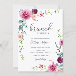 Colourful Florals Brunch and Bubbly Bridal Shower Invitation