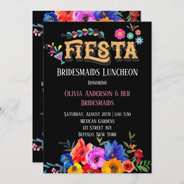 Colourful Florals Fiesta Bridesmaids Luncheon  Invitation (Front/Back)