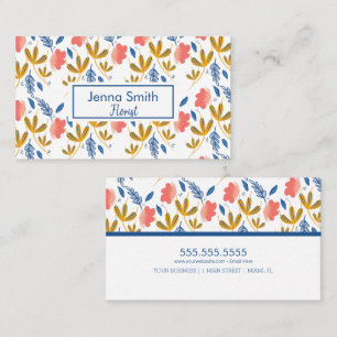 Colourful Florals Greenery Garden Pattern Business Card