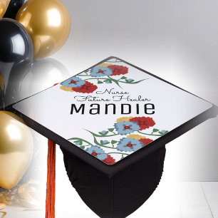 Colourful Florals Nurse Healer Graduation Cap Topper