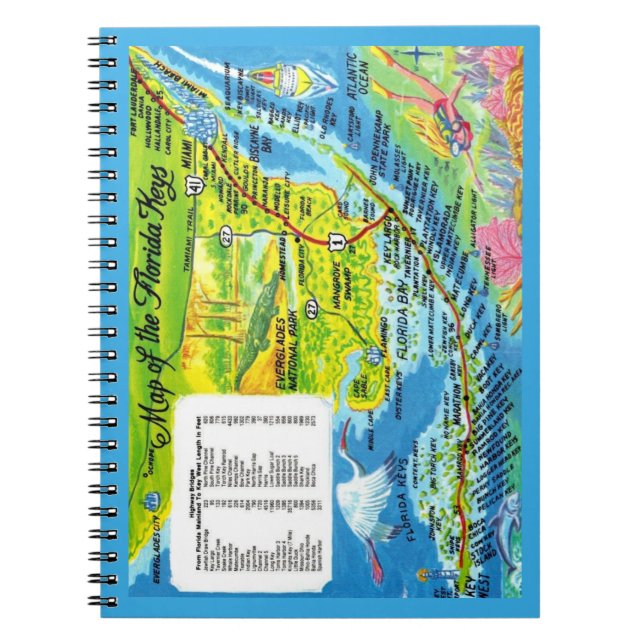 Colourful Florida Keys Map Notebook (Front)