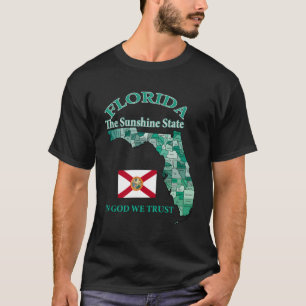 Colourful Florida State County Map With Nickname F T-Shirt