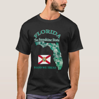 Colourful Florida State County Map With Nickname F T-Shirt