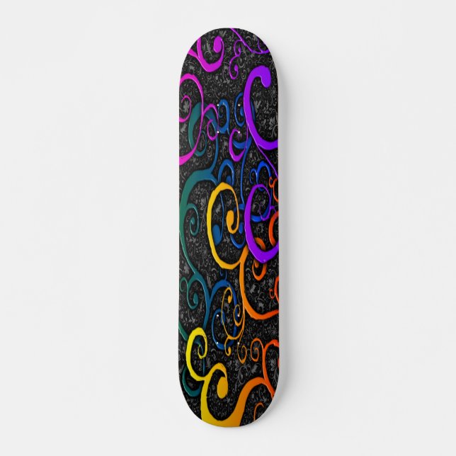 Colourful Flourish Pattern Skateboard (Front)
