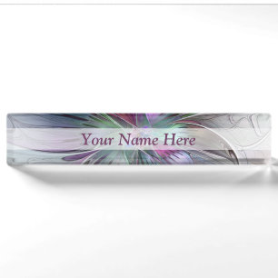 Colourful Flower Abstract Floral Fractal Art Text Nameplate