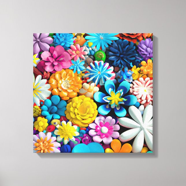 Colourful Flower Abstract Floral Modern Canvas Print (Front)