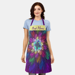Colourful Flower Abstract Fractal Art Best Mom Apron