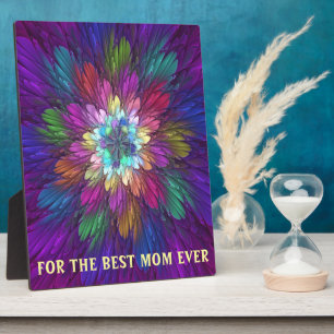 Colourful Flower Abstract Fractal Art Best Mom Plaque