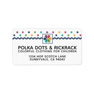 Colourful Flower and Polka Dots Label