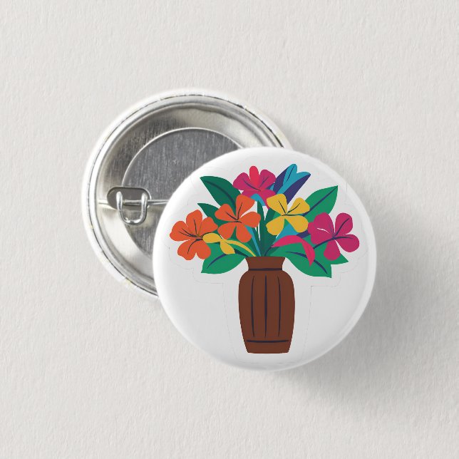 Colourful Flower Arrangement 1 Inch Round Button (Front & Back)