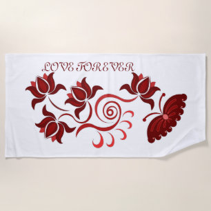 Colourful flower art gift for mom beach towel