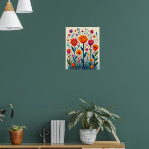 Colourful Flower Art Illustration, Poster
