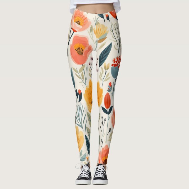 Colourful Flower Art Leggings (Front)