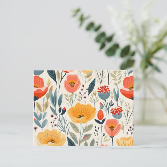 Colourful Flower Art Postcard (Standing Front)