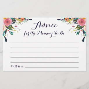 Colourful Flower Baby Shower Advice for Mom Cards