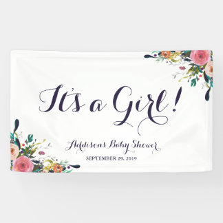 Colourful Flower Baby Shower Banner Large