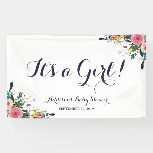 Colourful Flower Baby Shower Banner Large (Horizontal)