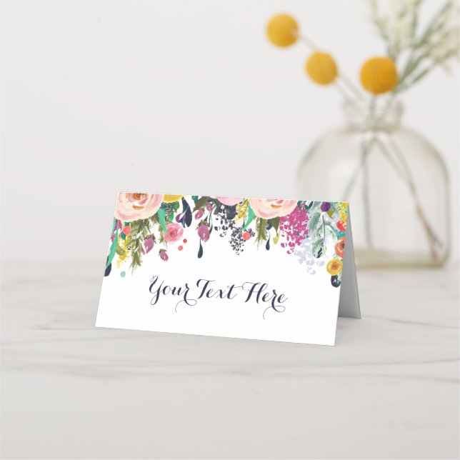 Colourful Flower Baby Shower Tent Cards (Front)