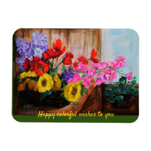 colourful flower basket Flexible Photo Magnet