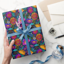 Colourful Flower Blossoms Exotic Floral Pattern