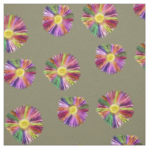 Colourful Flower Boho Floral Chic Khaki Green Fabric