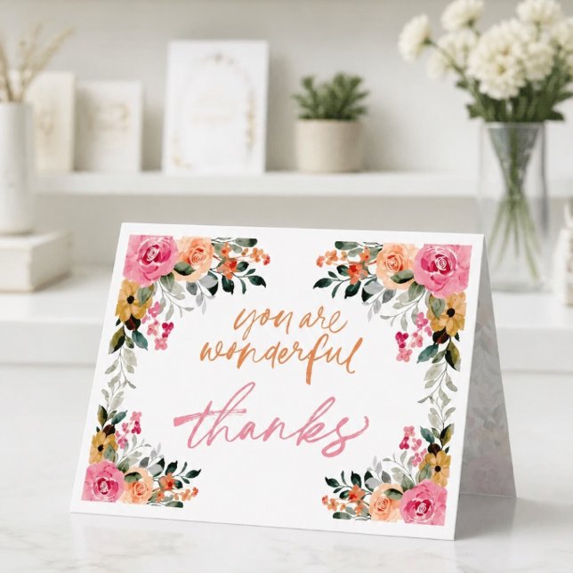 Colourful Flower Border Thank You Card (Creator Uploaded)