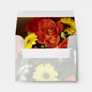 Colourful Flower Bouquet Inside and Outside Envelopes