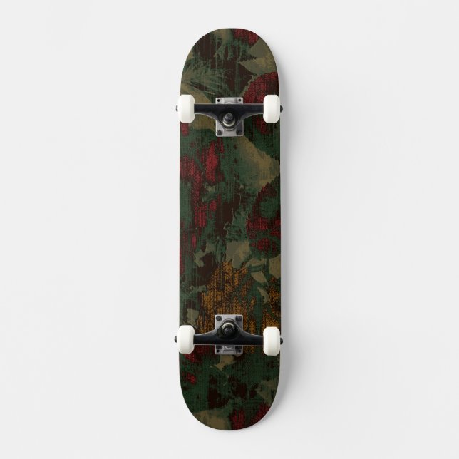 Colourful flower camouflage pattern skateboard (Front)