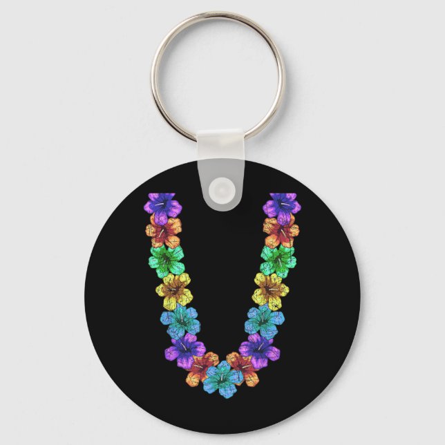 Colourful Flower Chain Tropical Summer Vacation Keychain (Front)