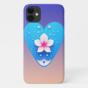 Colourful Flower Composition on Blue Background iPhone 11 Case