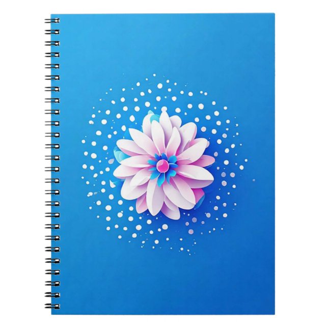 Colourful Flower Composition on Blue Background Notebook (Front)