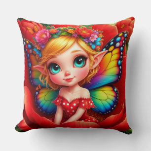 Colourful Flower Fairy For Fantasy Lovers Throw Pillow