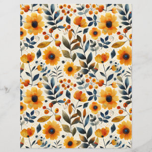 colourful flower fall pattern scrapbook paper
