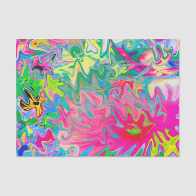 Colourful Flower Garden Abstract Collage Tissue Paper (Front)
