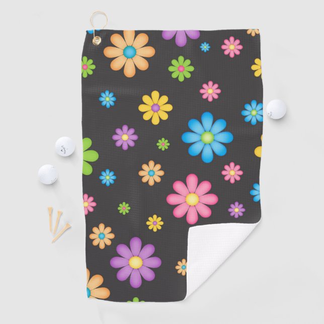 Colourful Flower Girl Power Hippie Golf Towel (InSitu)