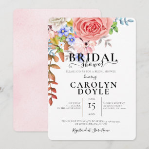 Colourful Flower Illustration Bridal Shower Invitation