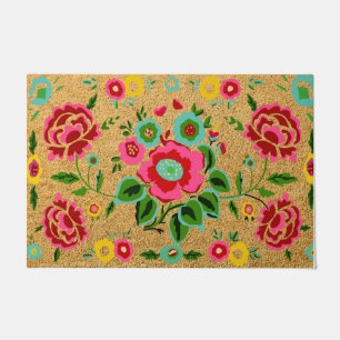 Colourful flower indoor mat, Summer flower entry Doormat