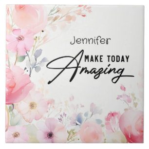 Colourful Flower Inspirational Ceramic Tile
